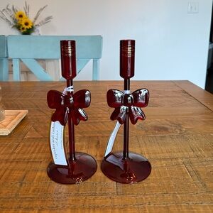 cupcakes and cashmere red bow candlestick holder set